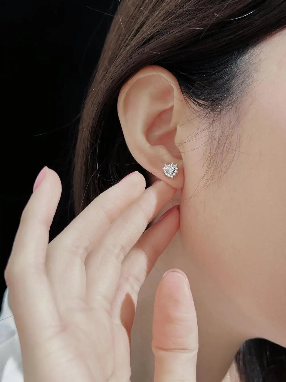 KAKODIY Full Surround Zircon Earrings Accessories Fashion 925 Sterling Silver Heart Stud Earrings - product image 4