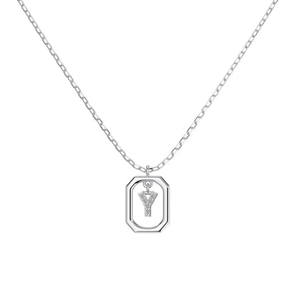 925 Sterling Silver Y Initial 5A CZ Necklace by KAKODIY