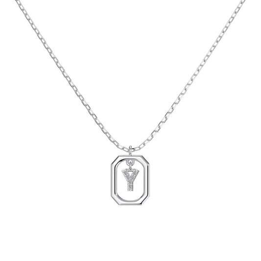 925 Sterling Silver Y Initial 5A CZ Necklace by KAKODIY
