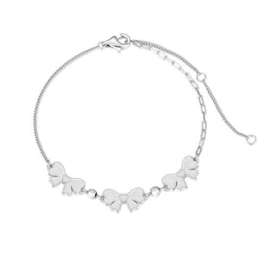 925 Sterling Silver Bow Dainty Chain Bracelet product image 6