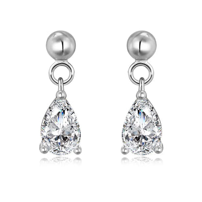 KAKODIY Fine Rhodium Plated 18K Gold 925 Sterling Silver Pear-shaped 5A Cubic Zirconia Imitation Diamond Beads Stud Earrings - product image 1