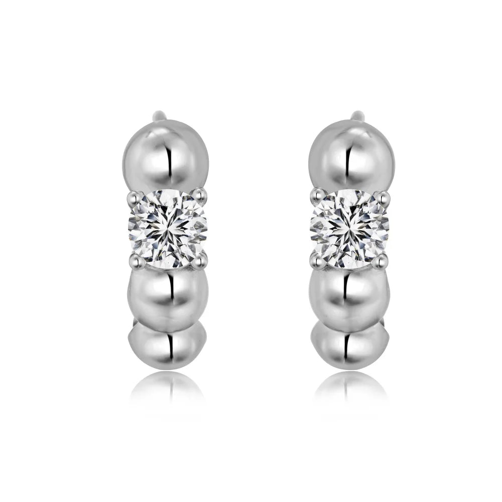 KAKODIY Personalization Statement 925 Sterling Silver Beads 5A Cubic Zirconia Croissant Clip-on Earrings Fine Jewelry Earrings - product image 1