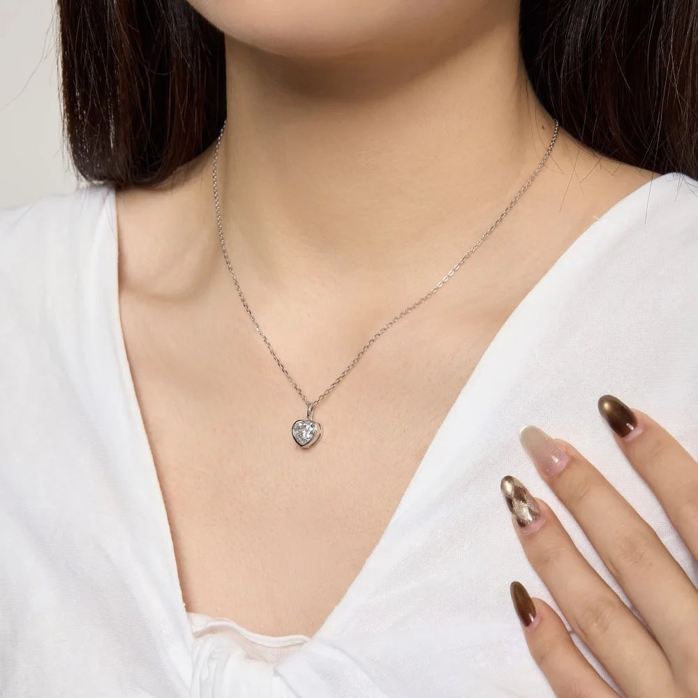 925 Silver Heart 5A CZ Pendant Necklace DY191847 product image 6
