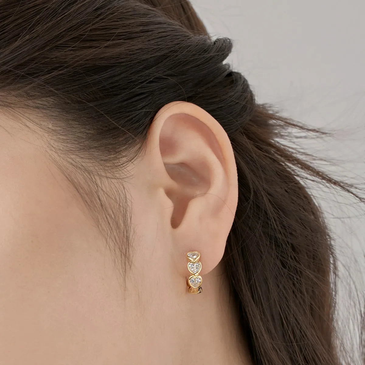 KAKODIY 18K Gold Plated Sterling Silver 925 Earrings Mini Heart Zircon Cubic Zircon Embrace Earrings Accessories Women - product image 5