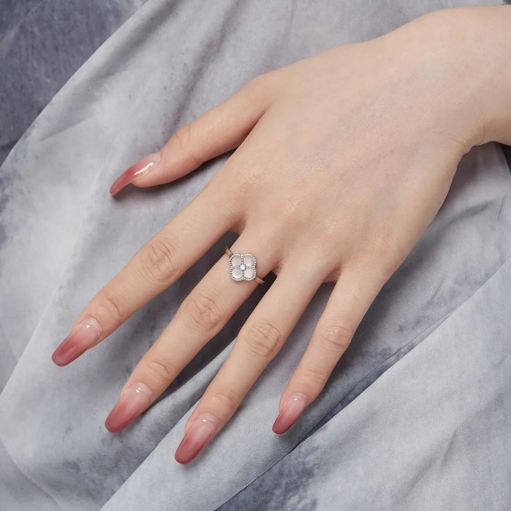 925 Sterling Silver Clover Onyx Eternity Ring product image 3