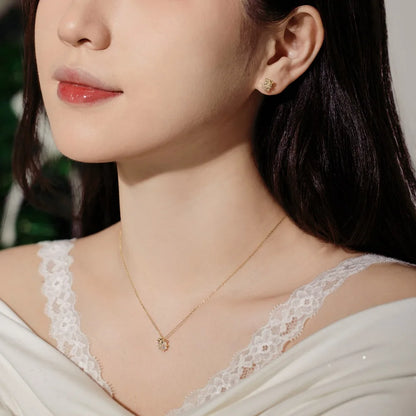 Tiny Delicate Women Jewelry Hypoallergenic Rhodium 14K Gold Plated Sterling Silver 5A Zirconia Gift Box Pendant Necklace