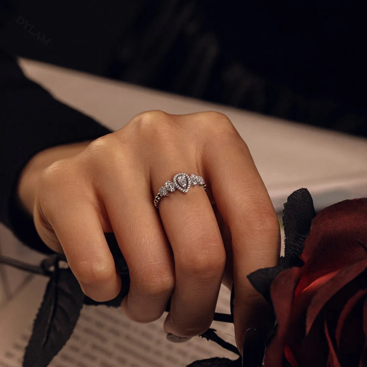 925 Sterling Silver Teardrop CZ Ring product image 3