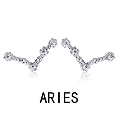 KAKODIY Aquarius Stud Earrings with Zircon 925 Sterling Silver Stud Christmas Gift Luxury Earrings Fashion