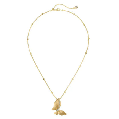 Gold Bead Chain Butterfly Charm Pendant Necklace Zircon Palestine Necklace for Women