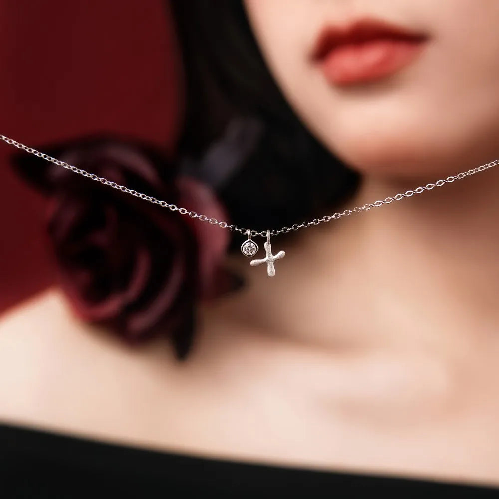 925 Sterling Silver X Initial 5A CZ Necklace product image 4