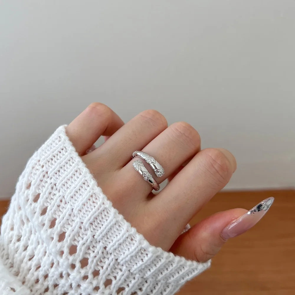 925 Sterling Silver Snake 5A CZ Eternity Ring product image 3