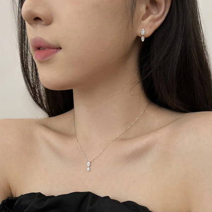Wholesale Price S925 Sterling Silver Necklace Cubic Zirconia Cz 3 Stone Pendant Three Stone Waterdrop Pear Necklaces Women