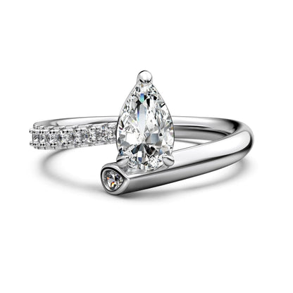 Fashionable Fine Jewelry Women Eternity Band S925 Silver Geometric Twisted 5A Zirconia Waterdrop Shape Stone Jewelry Rings
