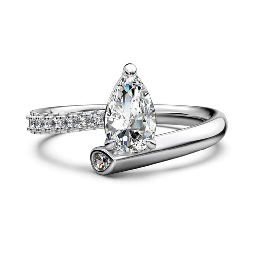 Fashionable Fine Jewelry Women Eternity Band S925 Silver Geometric Twisted 5A Zirconia Waterdrop Shape Stone Jewelry Rings