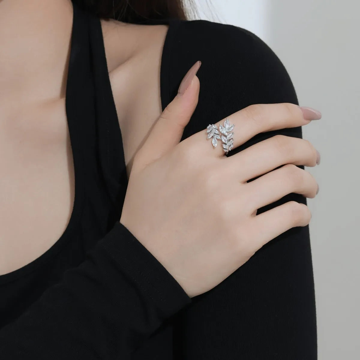925 Sterling Silver Leaf CZ Personalized Ring product image 2
