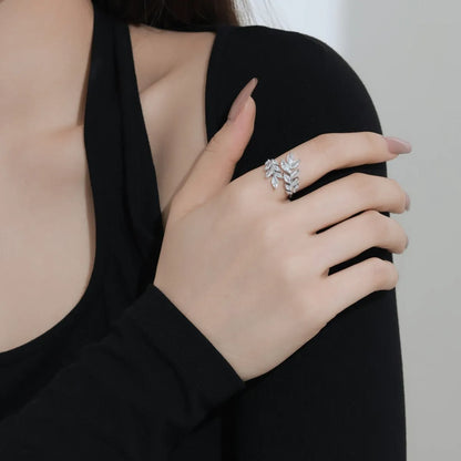 925 Sterling Silver Leaf CZ Personalized Ring product image 2