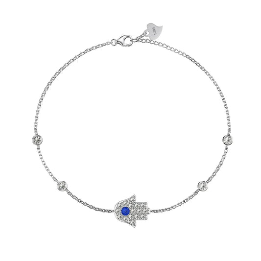 Vintage Minimal 18K Gold Plated Chian 925 Silver Bracelet Cubic Zircon Devil Eyes Hamsa Hand Fatima Lucky Bracelets Women