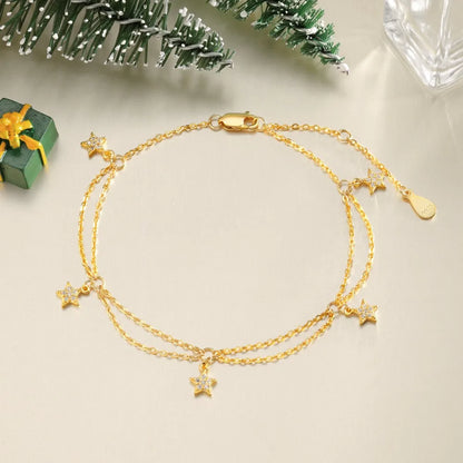 925 Sterling Silver Star 5A CZ Chain Bracelet product image 5