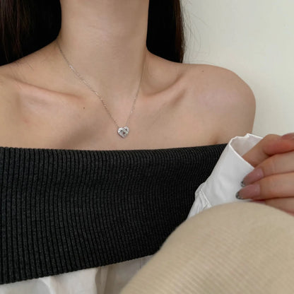 Delicate Design 925 Sterling Silver Hypoallergenic Link Chain Baguette Stone 5A Cubic Zirconia Heart Pendant Necklaces