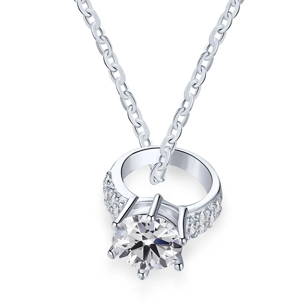 925 Sterling Silver CZ Bridal Pendant Necklace product image 6