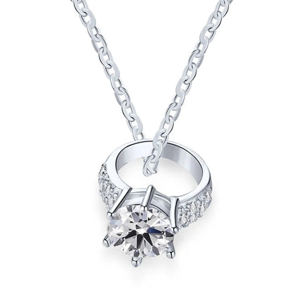 925 Sterling Silver CZ Bridal Pendant Necklace product image 6