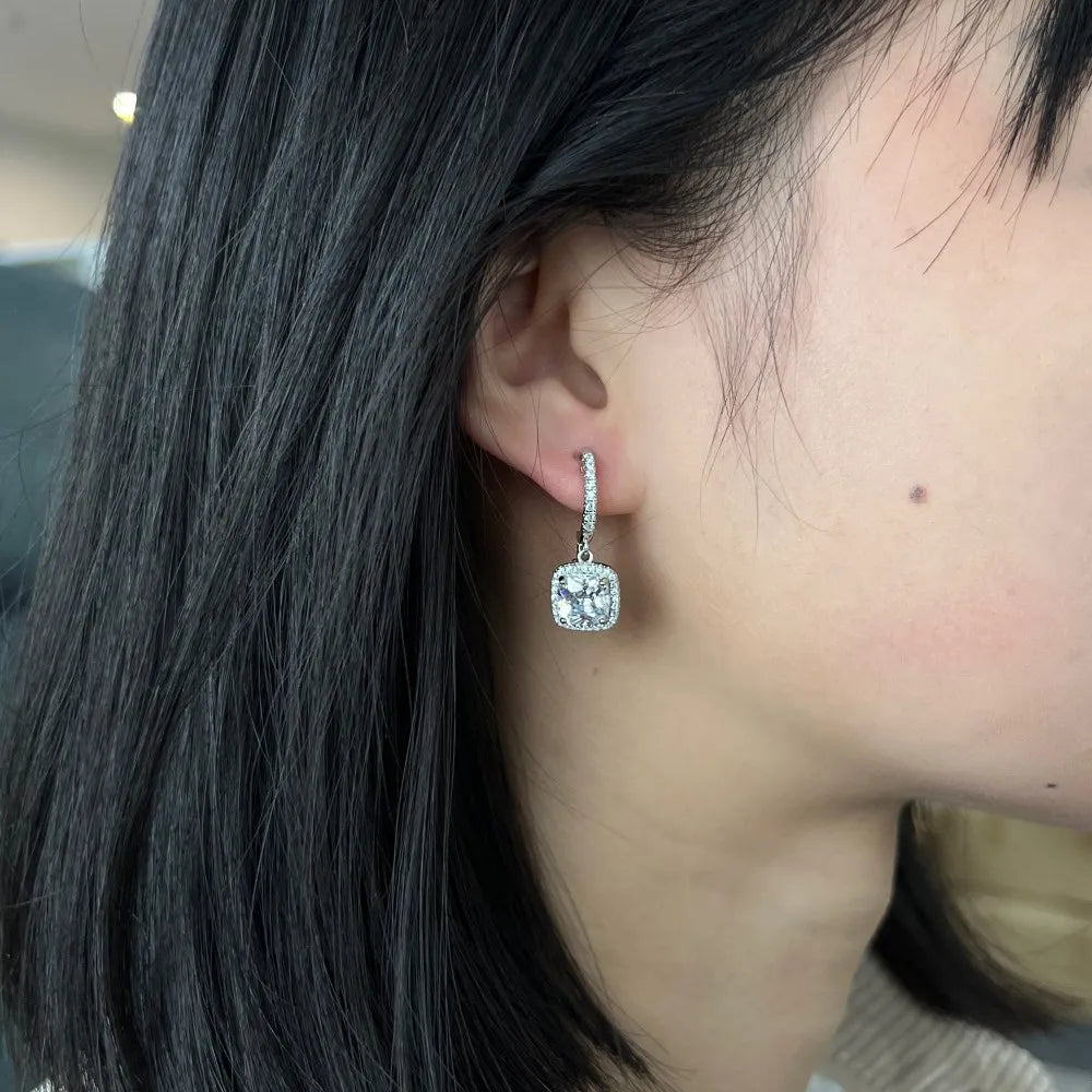 Sterling Silver Stud Earrings Drop Cubic Zirconia Zircon Shaped for Women Gemstone Trendy Earings 2025 Jewelry