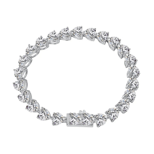 Classic Iced Out Heart Shape Tennis Bracelet Sterling Silver Cz Cubic Zirconia Bracelet 925 Silver Bracelets For Women