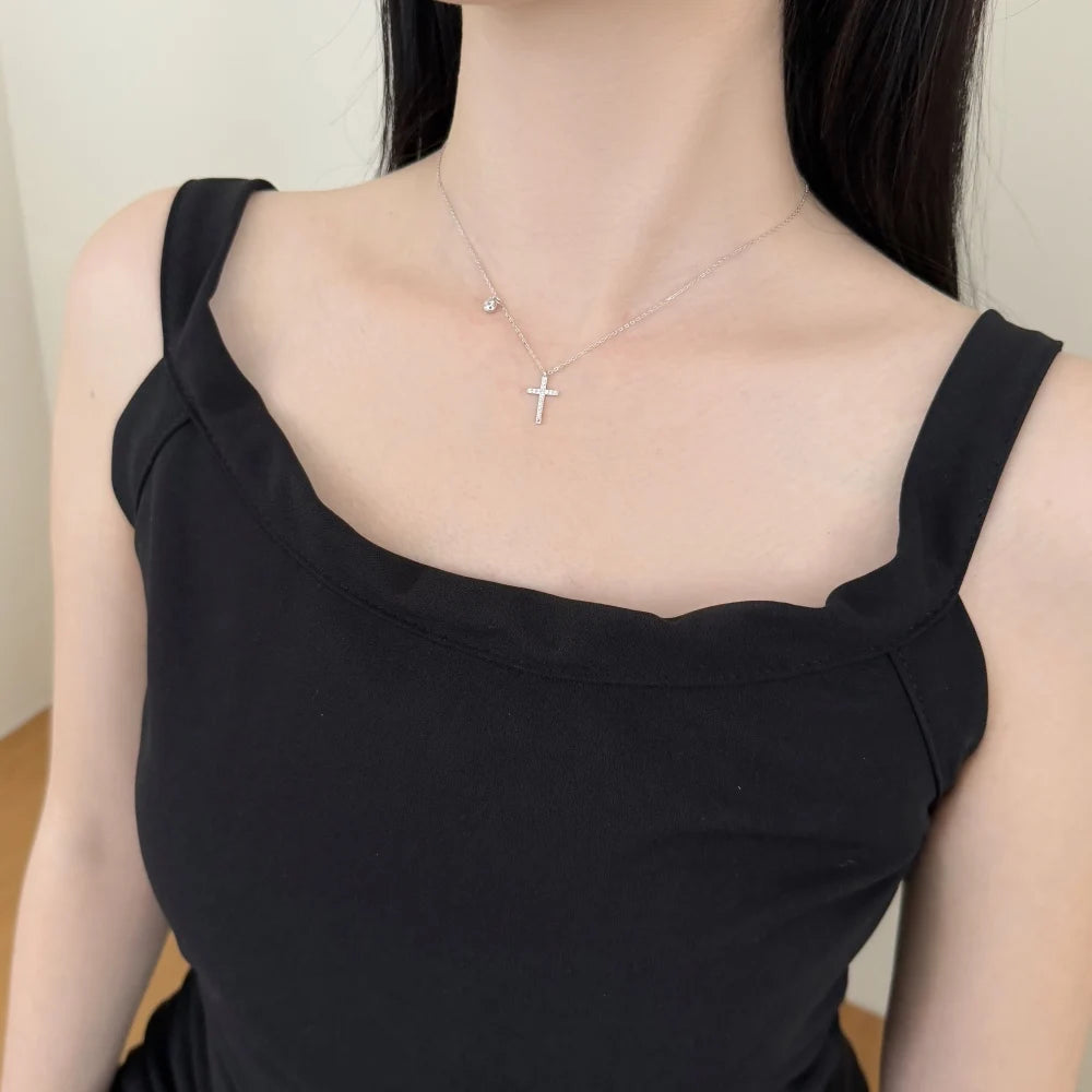 925 Silver Cross CZ Pendant Necklace DY191564 product image 5