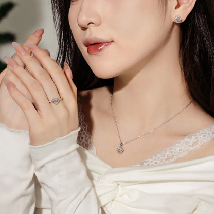 Merry Christmas Happy New Year Xmas Festival Gift Jewelry S925 Silver Link Chain 5A Zirconia Heart Shape Pendant Necklaces