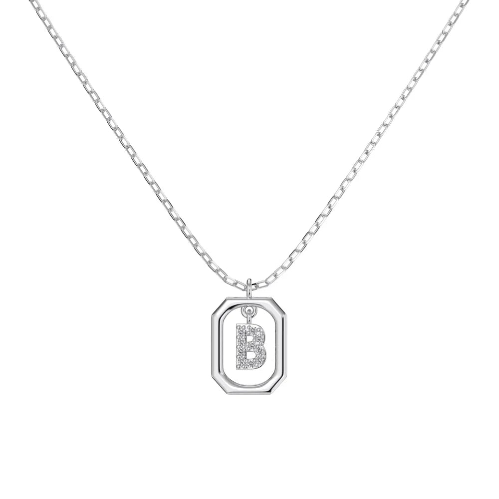 925 Silver 5A CZ Initial Necklace DY191330 product image 5