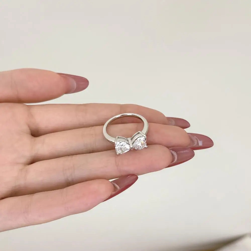 925 Sterling Silver Bow CZ Bridal Wedding Ring product image 2
