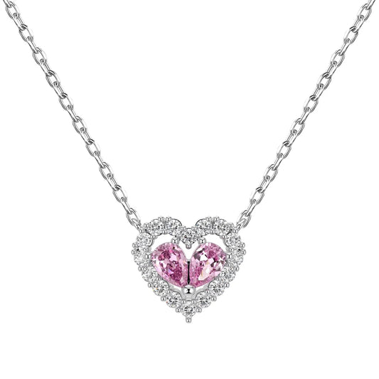 925 Silver Heart CZ Pendant Necklace DY190799 by KAKODIY