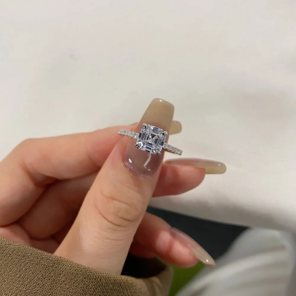 925 Sterling Silver Geometric 5A CZ Ring product image 4