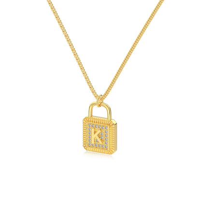 925 Sterling Silver Lock Bridal Initial Necklace product image 32