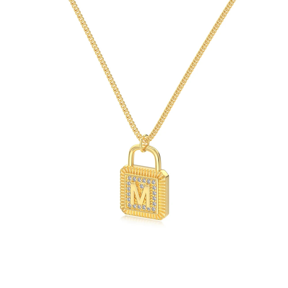 925 Sterling Silver Lock Bridal Initial Necklace product image 8