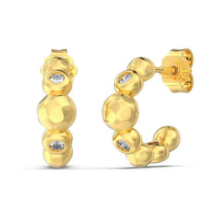 Stylish Personalized Design Jewelry Sterling Silver Brushed Surface Beaded 5A Zirconia Stud Earrings for Women Dress up