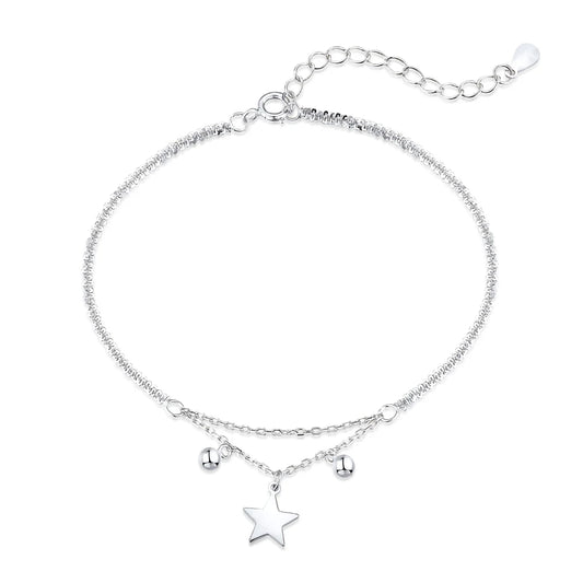 Dylam High Quality Jewelry 925 Sterling Silver Star Bracelet Double Stranded Bracelets for Women Sister Friendship Bracelet