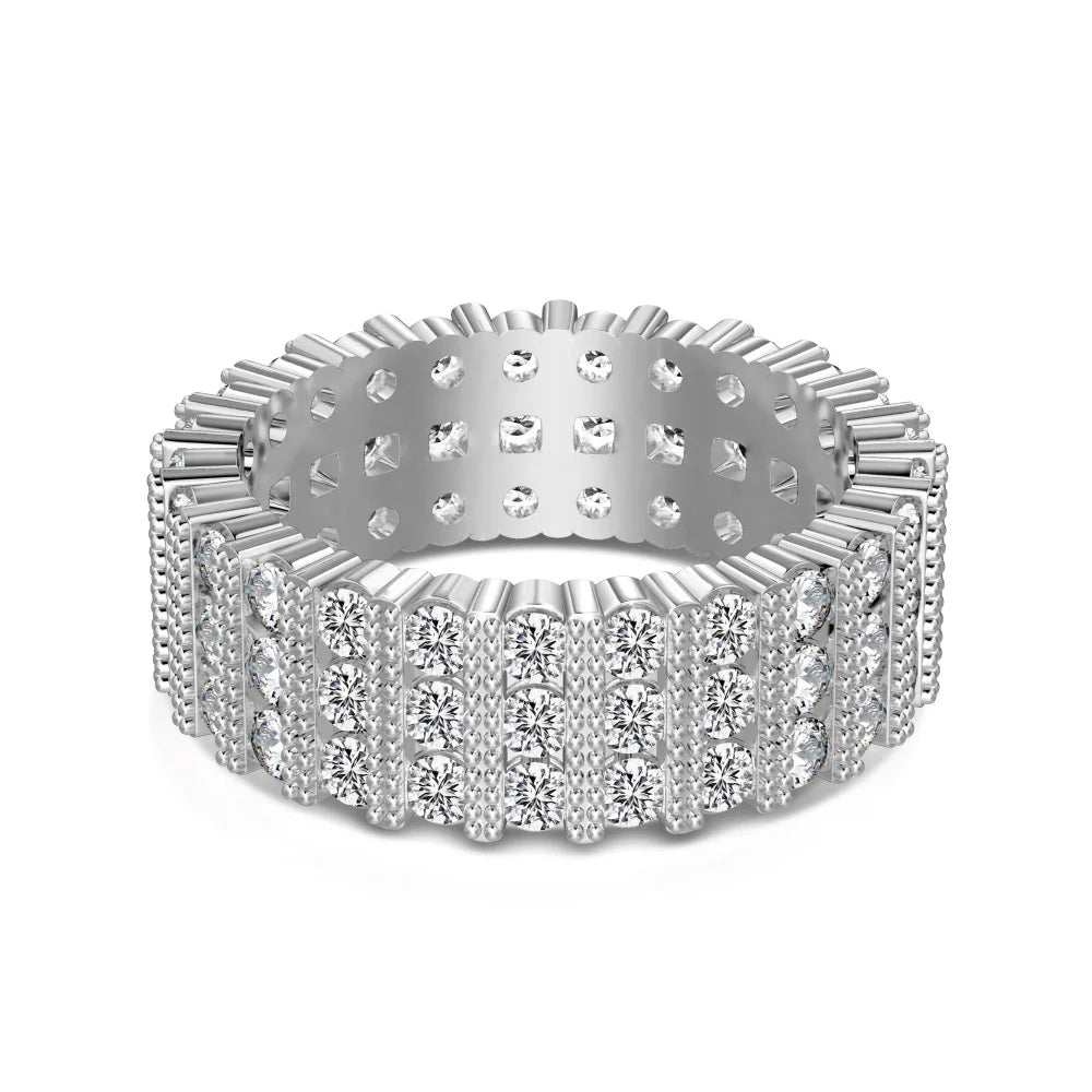 Delicate Chunky Multiple Layer Wedding Band 5A Cubic Zirconia S925 Silver Women Dress up Jewelry Engagement Proposal Rings