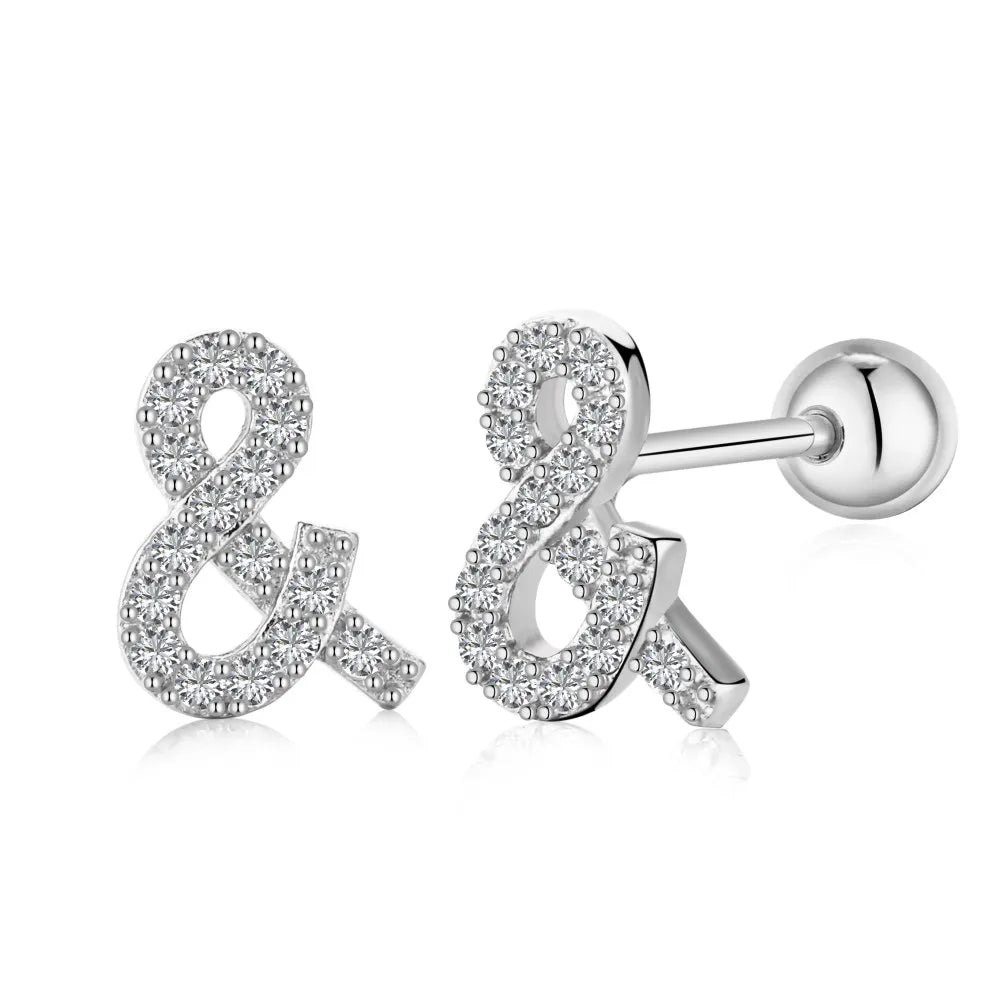 New Fashion Sterling Silver 925 Screw Back Earring  Symbol Meaningful Stud Earrings