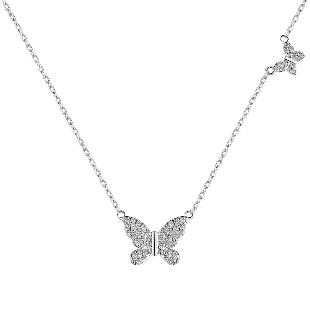 925 Silver Butterfly CZ Pendant Necklace DY190469 product image 8