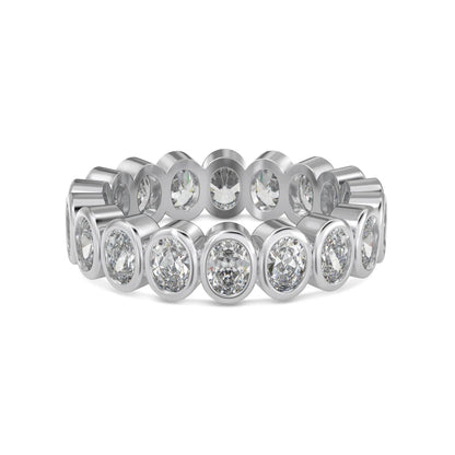 Classic Fine Jewelry S925 Silver Rhodium Plated Eternity Wedding Band Oval Shape 5A Cubic Zirconia Baguette Promise Rings