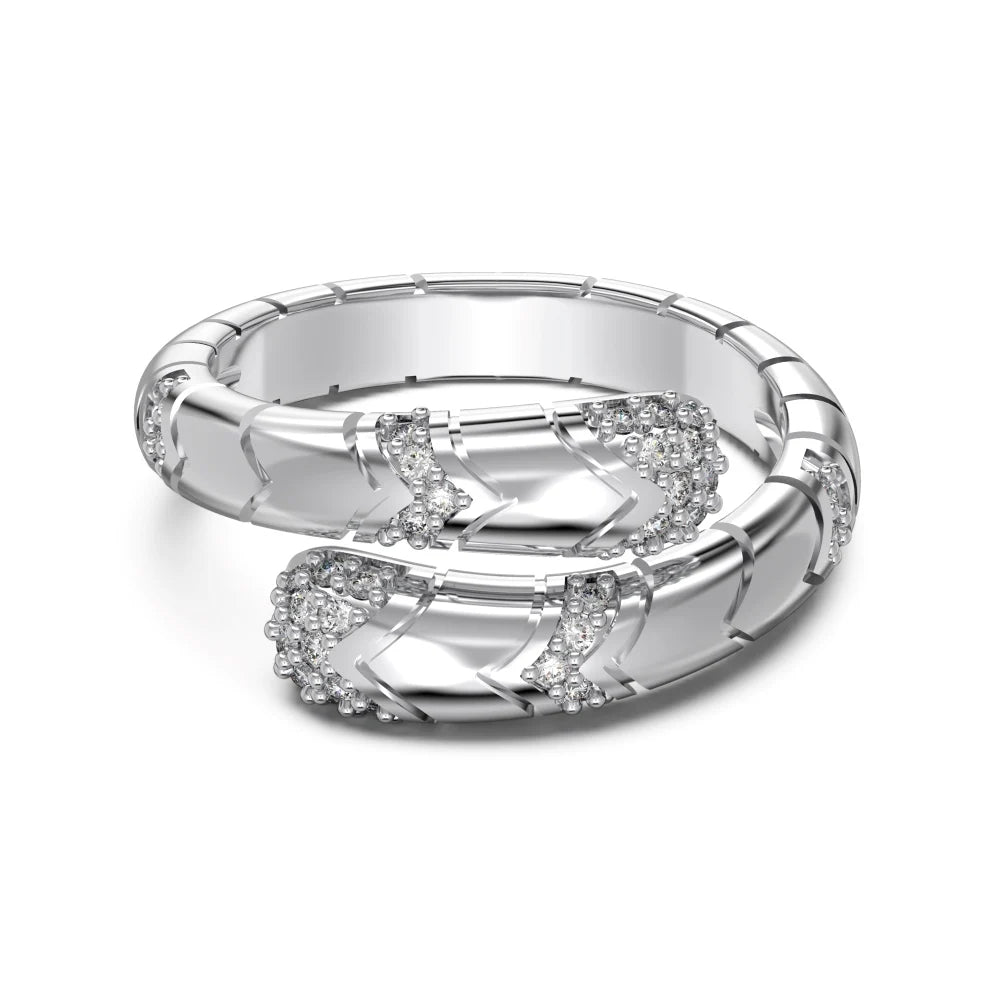 925 Sterling Silver Snake 5A CZ Eternity Ring by KAKODIY