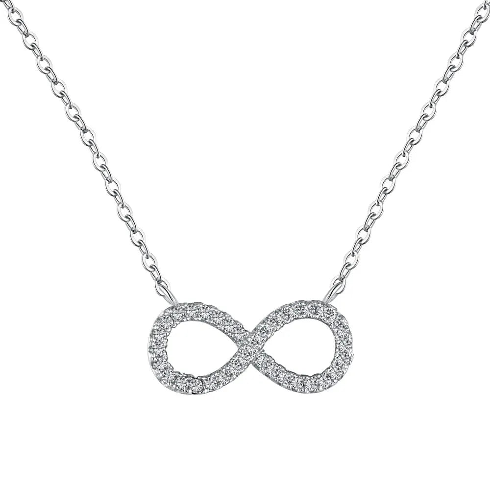 18K Gold Plated  Dainty Infinity Pendants 925 Sterling Silver Necklaces for Women Eternal Friendship Necklace Bijoux Femme Collier