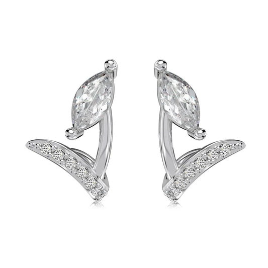Fashion Design Hypoallergenic 925 Sterling Silver Rhodium Plated 5A Zirconia Flower Marquise Shape Stud Earrings for Women