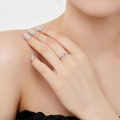 Classic Fine Fashion Women Jewelry S925 Silver Rhodium Plated Eternity Band Heart Shape Main Stone 5A Zircon Women Rings