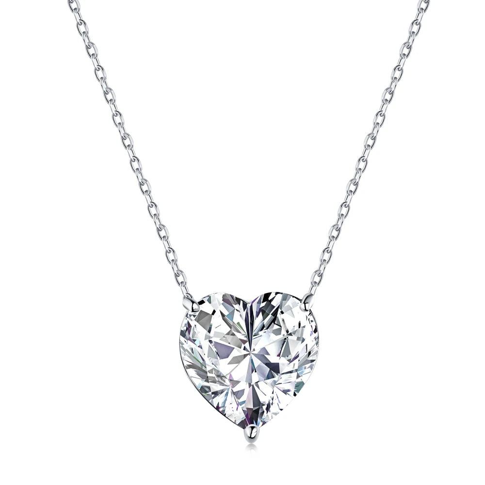 925 Sterling Silver Heart 8A CZ Pendant Necklace by KAKODIY