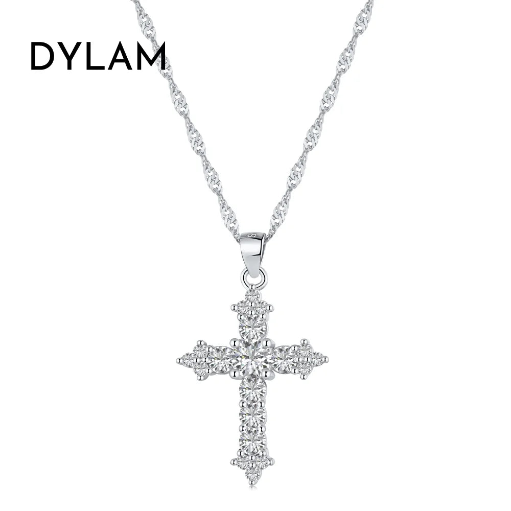 925 Silver Cross CZ Pendant Necklace DY190103 product image 8