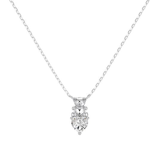 925 Silver Heart 5A CZ Pendant Necklace DY191837 by KAKODIY
