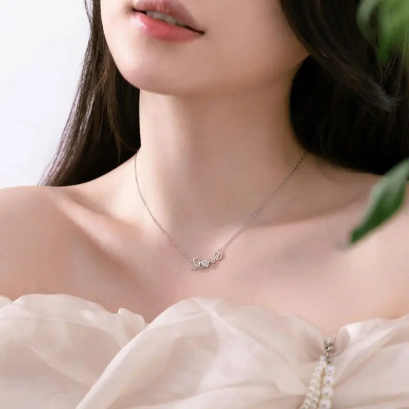 925 Sterling Silver Heart CZ Initial Necklace product image 3
