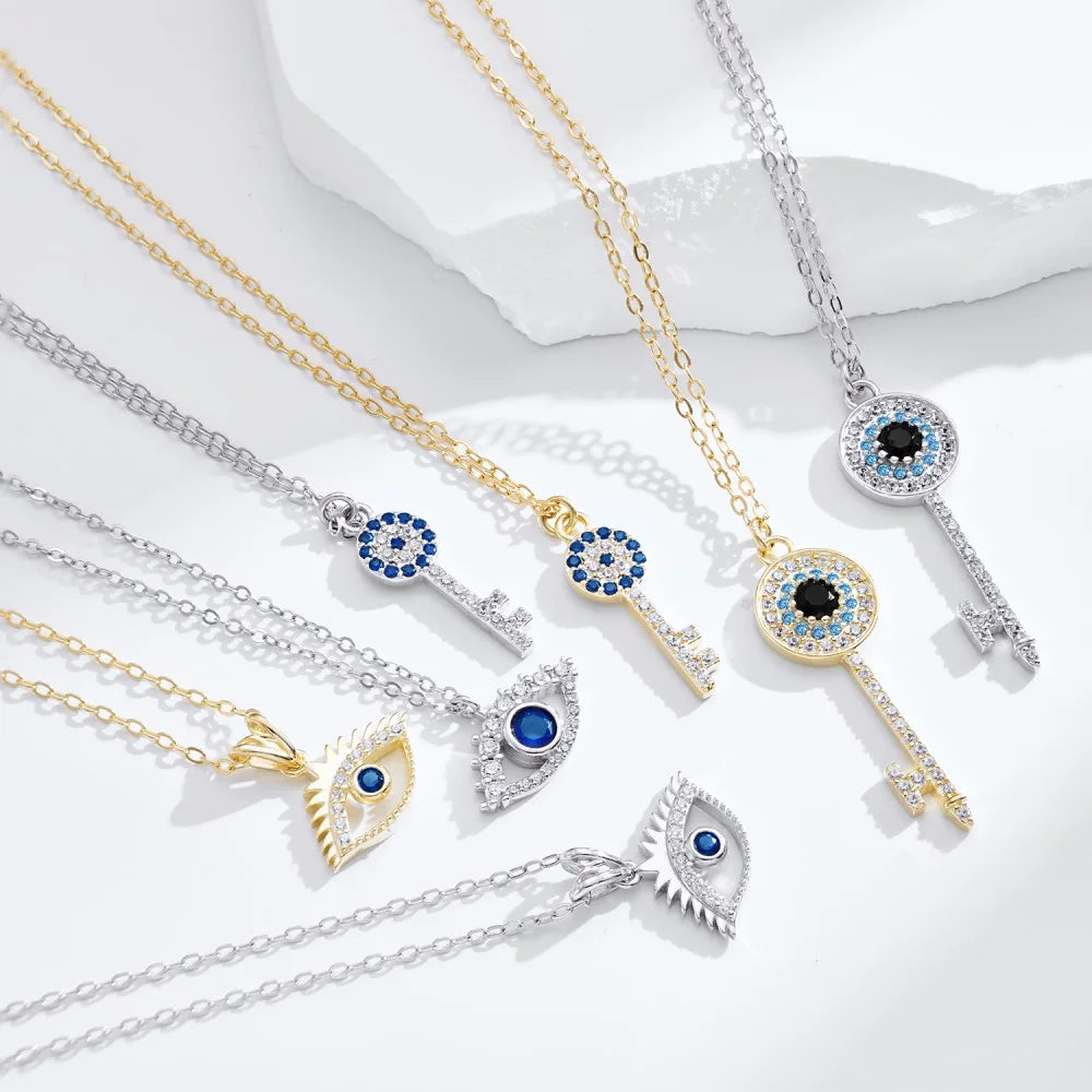 925 Silver Evil Eye CZ Pendant Necklace DY190658 product image 6